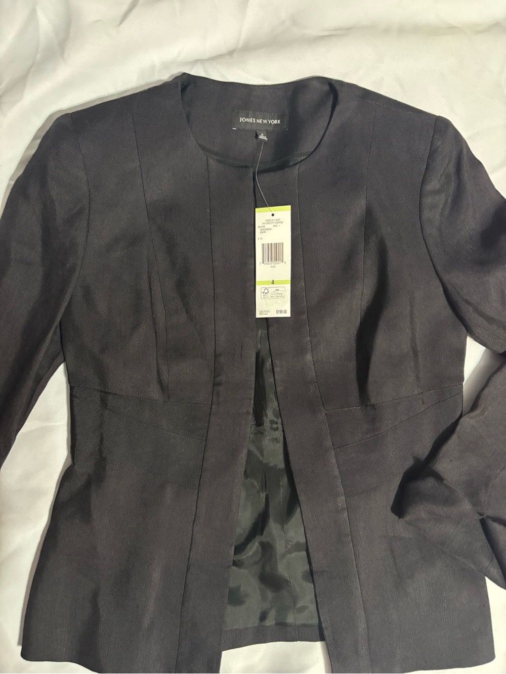 Jones New York Women's Dark Charcoal Open-Front Blazer